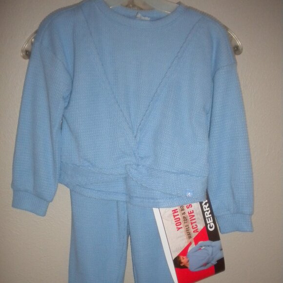 Gerry Girls Size XS 5/6 Bluebell Waffle Top & Bottom Active Set NWT - Picture 2 of 4